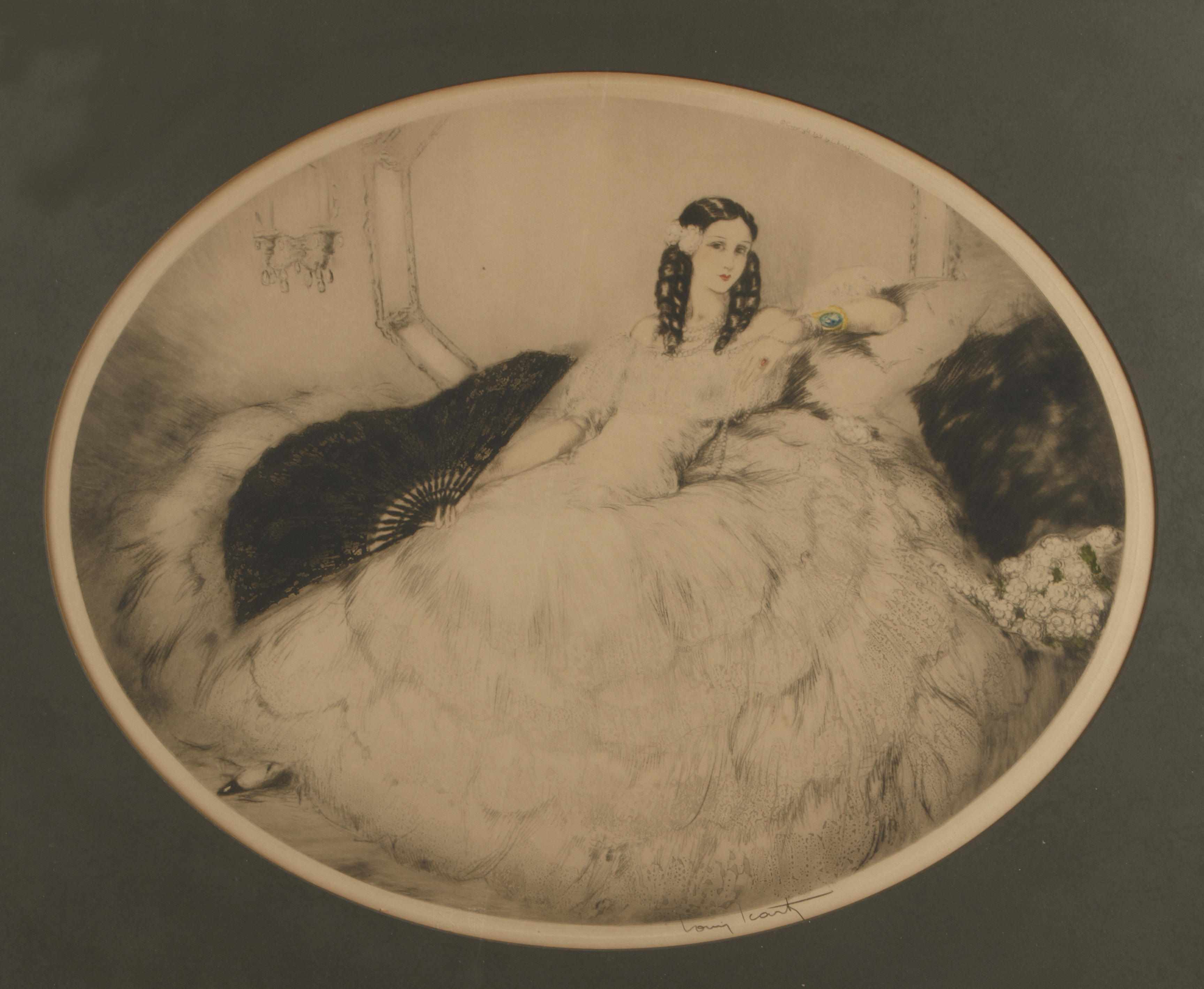 Appraisal: Louis Icart French - Black Fan H C I Etching