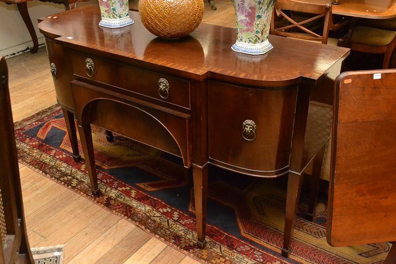 Appraisal: A GEORGIAN STYLE SIDEBOARD WITH LION HANDLES A GEORGIAN STYLE