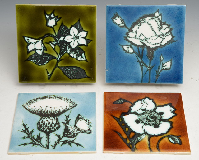 Appraisal: Kenneth Clark - and Ann Wynn-Reeves b Four flower tiles