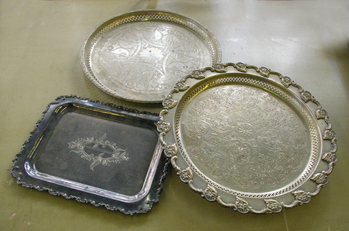 Appraisal: Group of Three Silver Trays consisting of a large silverplate