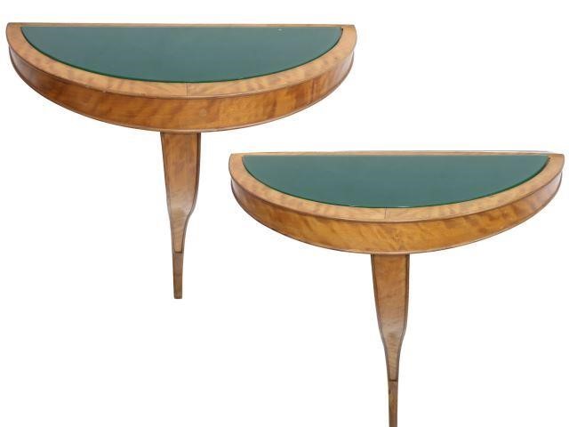 Appraisal: pair Italian mid-century modern wall-mounted brackets consoles c s demilune