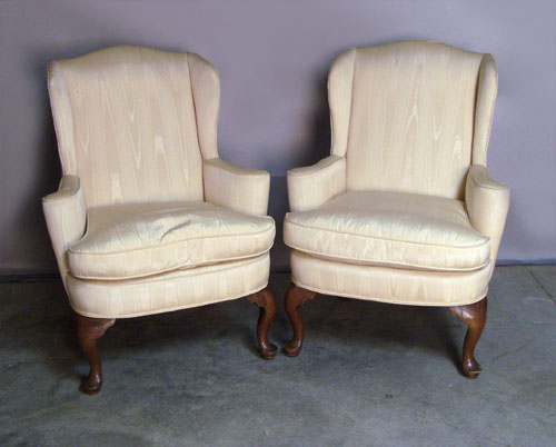 Appraisal: Pair Queen Anne style wing chairs