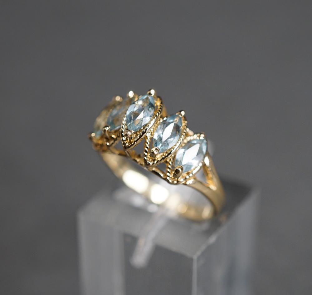 Appraisal: -KARAT YELLOW-GOLD AND AQUAMARINE RING GROSS DWT SIZE -Karat Yellow-Gold