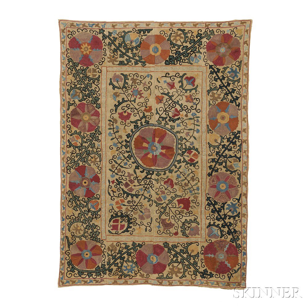 Appraisal: Bukhara Suzani Uzbekistan late th century the light beige field