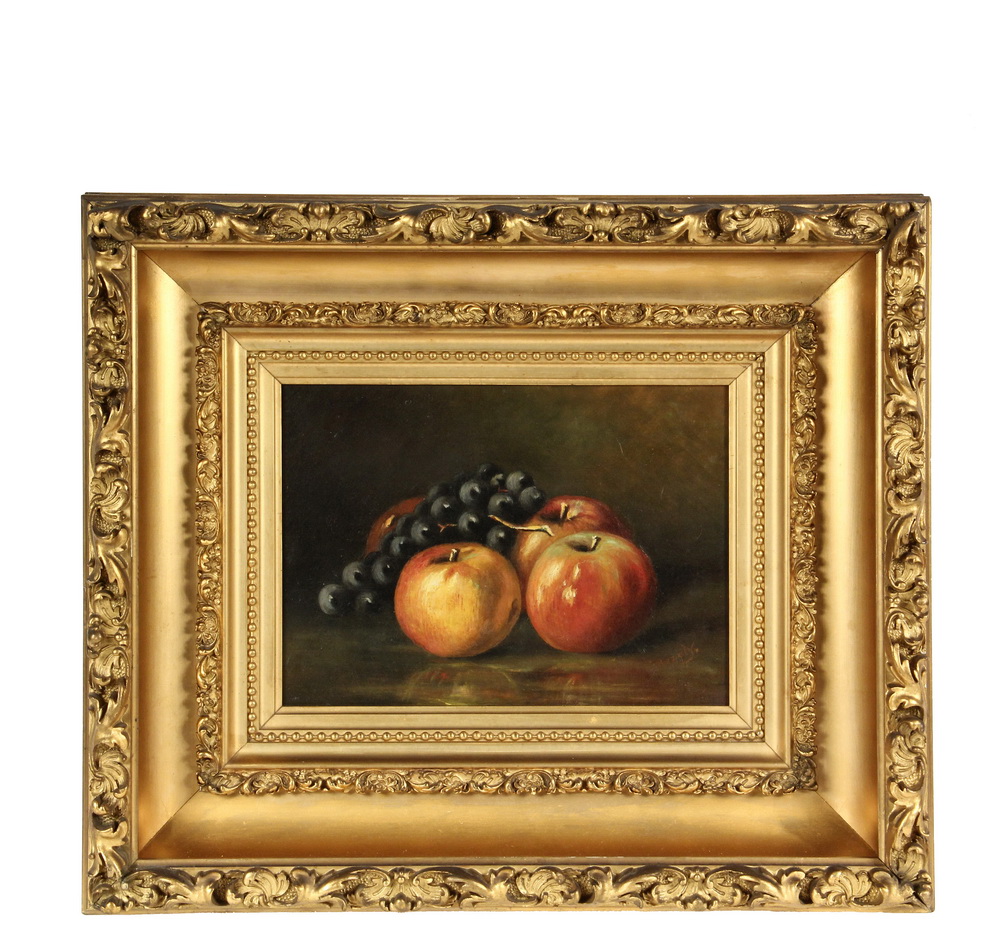 Appraisal: NAIVE STILL-LIFE PAINTING - A Study of Apples and Concord