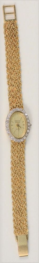 Appraisal: Karat Christian Geneva Ladies Wristwatch having oval face with diamond