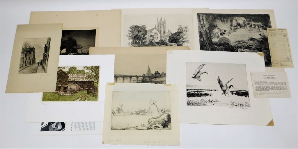 Appraisal: PC C LANDSCAPE ARCHITECTURAL ETCHINGS Europe th CenturyIncludes Canterbury Church