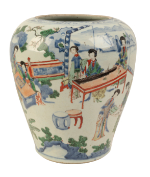 Appraisal: A CHINESE WUCAI VASE Transitional circa decorated in underglaze blue