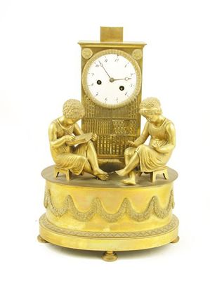 Appraisal: A th century French gilt brass mantel clock the day