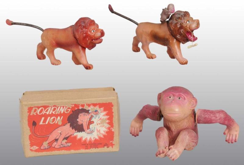 Appraisal: Lot of Celluloid African Animal Wind-Up Toys Description Japanese Working