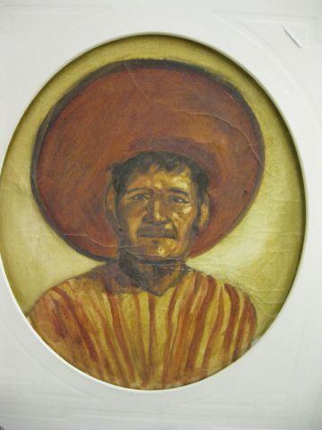 Appraisal: Felipe Carrion Oil Portrait of Gaucho with hat image area