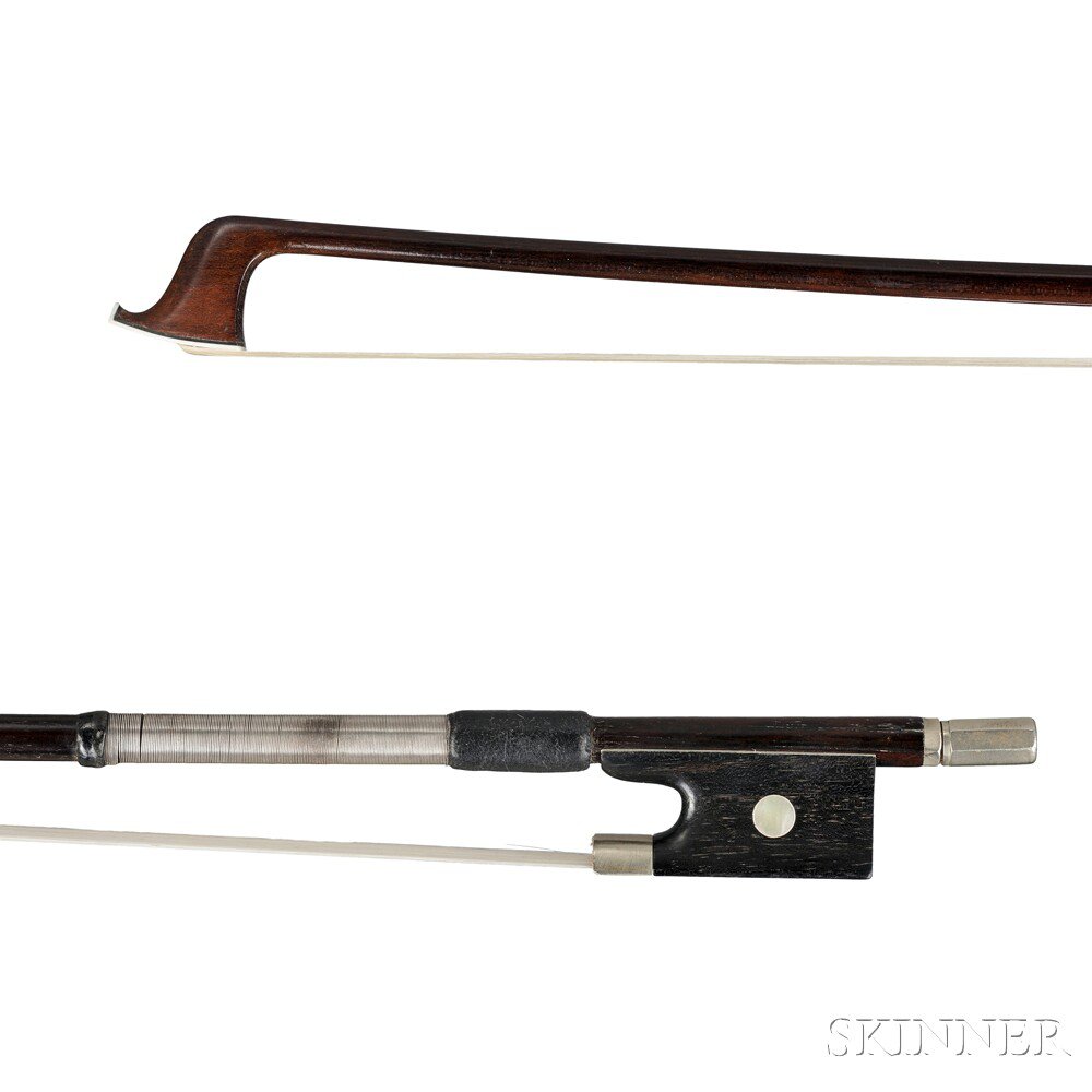 Appraisal: Nickel Silver-mounted Amourette Wood Viola Bow the round stick unstamped