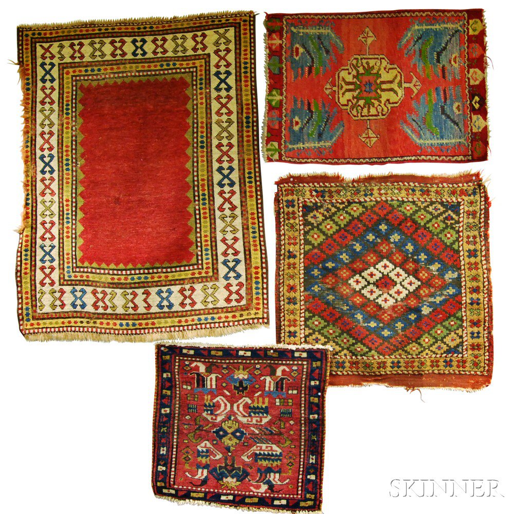 Appraisal: Four Oriental Rug Items Southwest Caucasus Northwest Persia and Anatolia