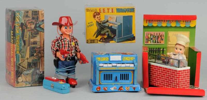 Appraisal: Lot of Tin Litho Battery-Operated Toys Description Japanese Working Includes