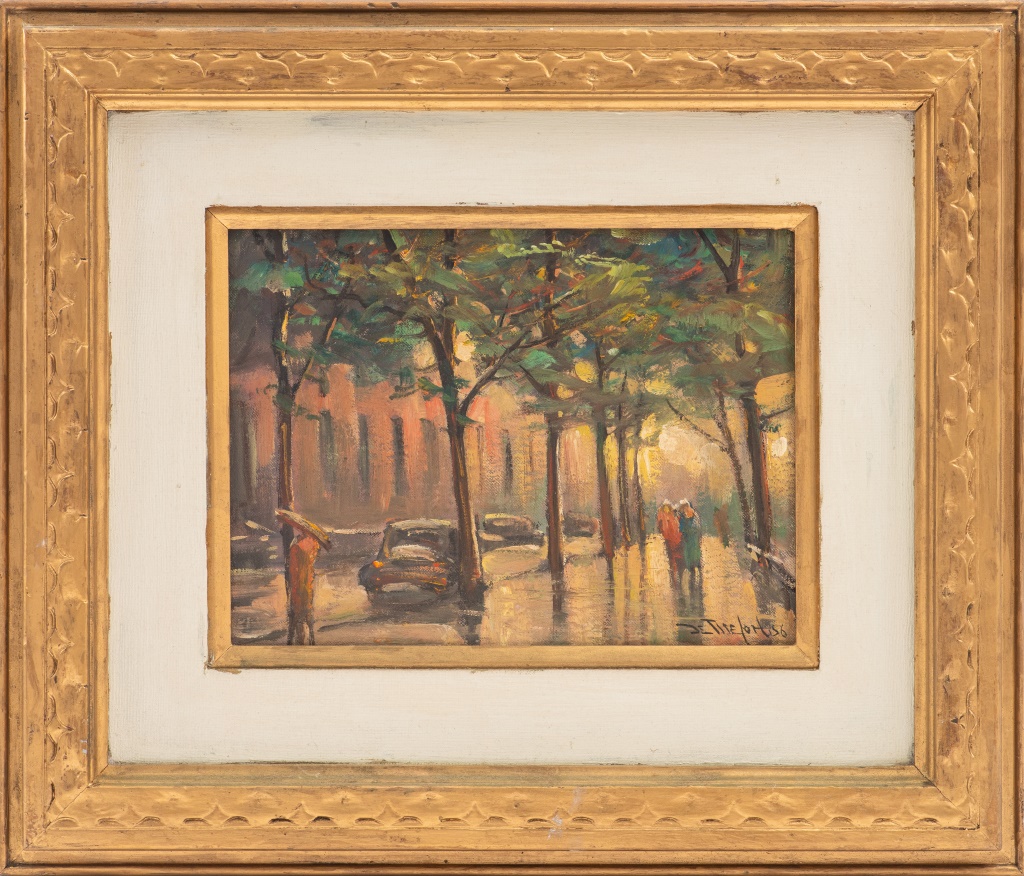 Appraisal: BELA DE TIREFORT 'GREENWICH VILLAGE STREET' OIL Bela De Tirefort