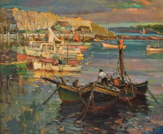 Appraisal: ANTONIO CIRINO American - Boats Harmony oil on canvas signed