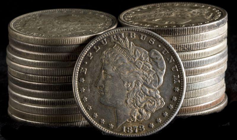 Appraisal: Circulated Silver Dollars consisting of Morgan dollars one holed Peace