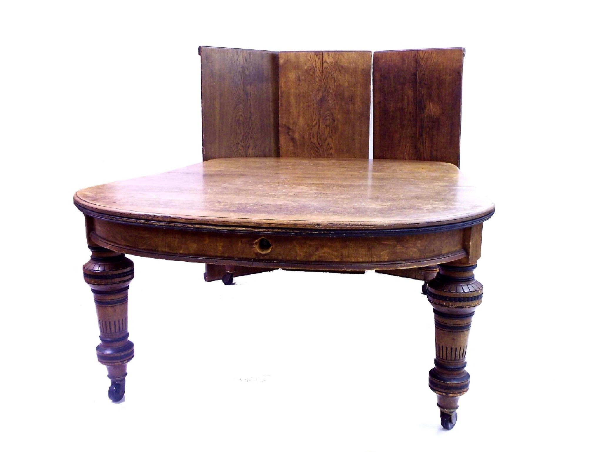 Appraisal: Good large Victorian oval oak extending dining table with ebonised