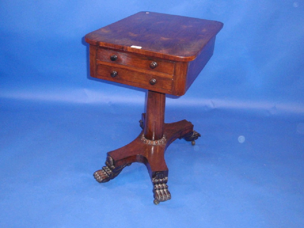 Appraisal: A William IV rosewood centre table with rounded rectangular top