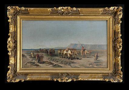 Appraisal: AFTER ALBERTO PASINI - TRAVELERS IN THE DESERT Oil on