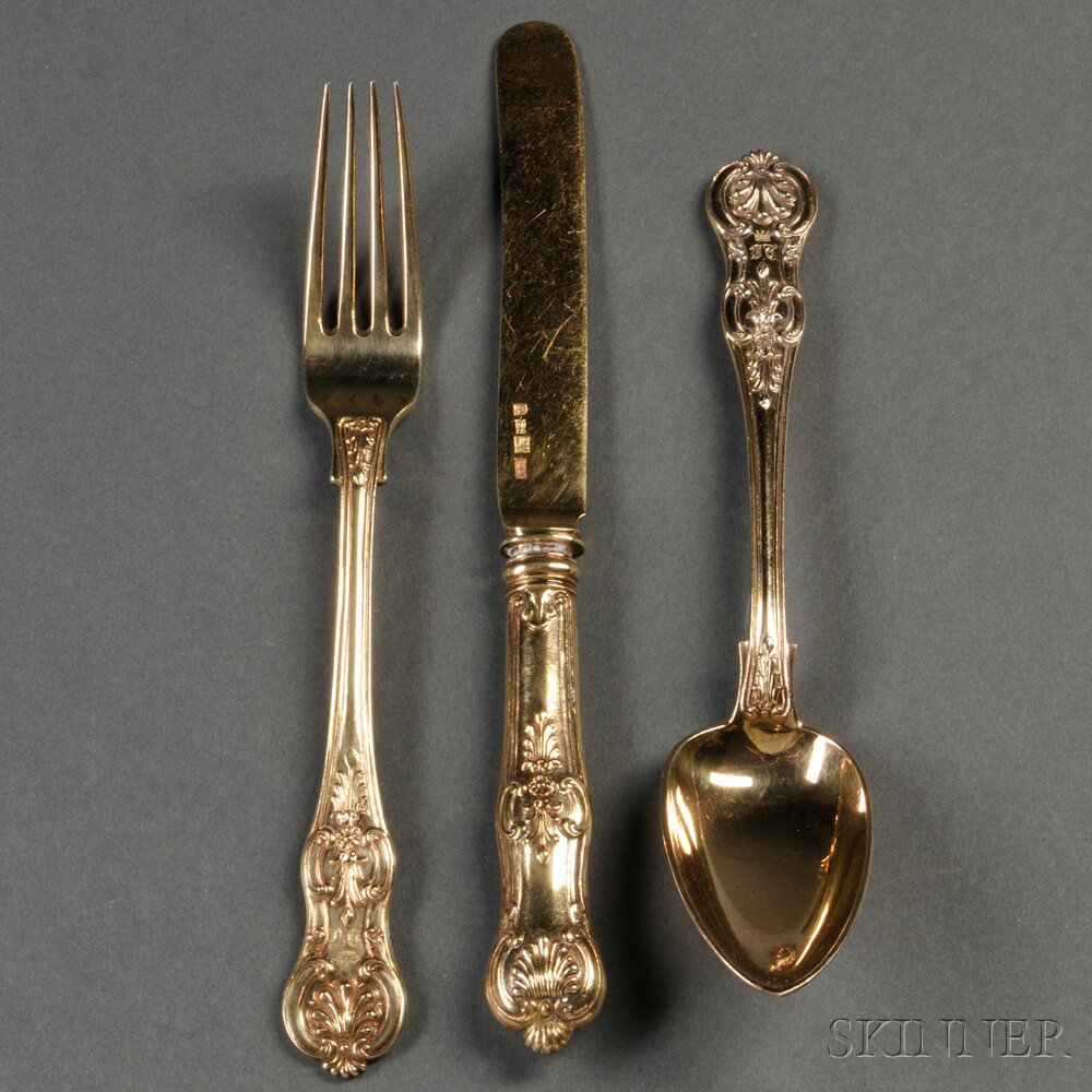 Appraisal: Imperial Russian Gold-washed Silver Flatware Service Riga Latvia second half