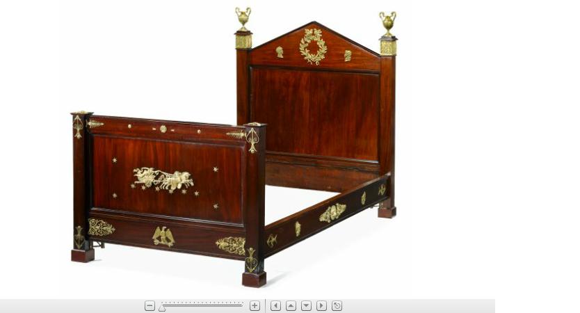 Appraisal: Pair of Empire gilt metal mounted mahogany beds th century