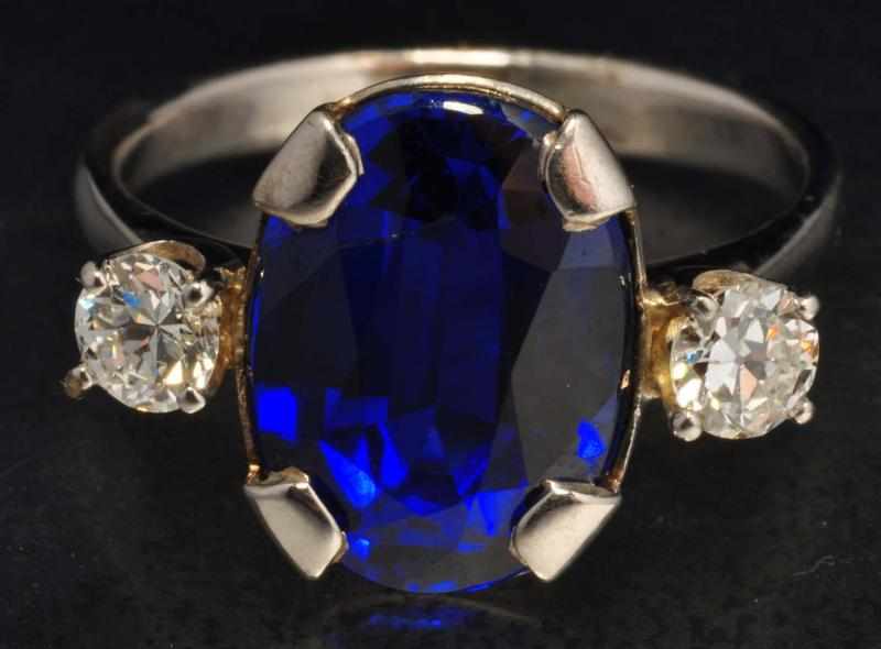 Appraisal: K W Gold Diamond Sapphire Ring Description Diamonds ctw Sapphire