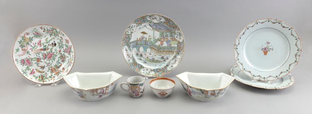 Appraisal: EIGHT PIECES OF CHINESE EXPORT PORCELAIN TH CENTURY PLATE DIAMETERS