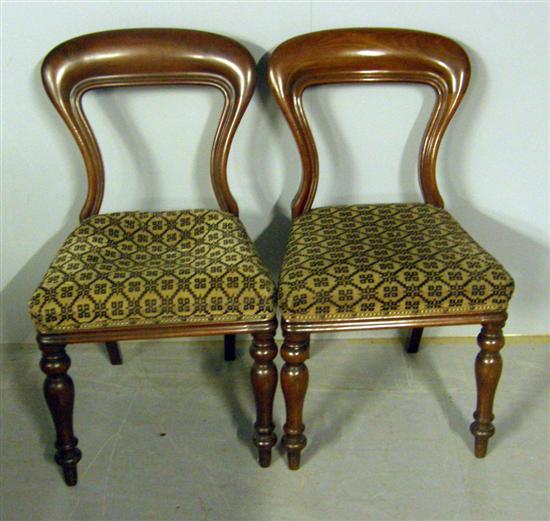 Appraisal: Set of five Victorian mahogany open back dining chairs with