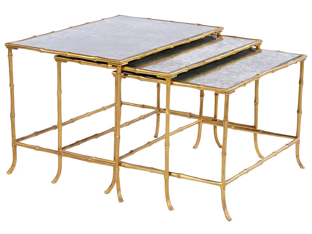 Appraisal: Set of French Faux Bamboo Nesting Tables Set of French