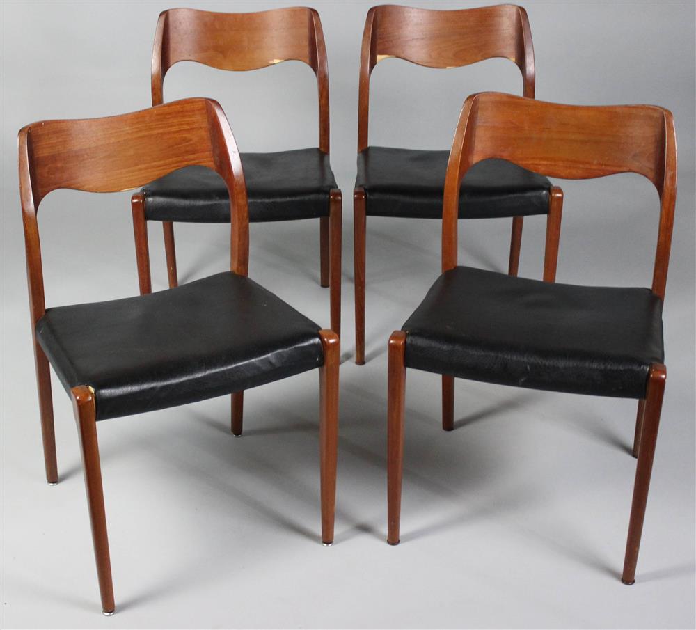 Appraisal: SET OF FOUR DANISH MID-CENTURY MODERN TEAK DINING CHAIRS POSSIBLY