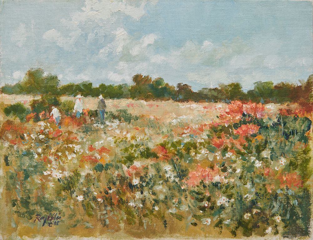 Appraisal: RAY ELLIS American - Field of Flowers oil on canvas