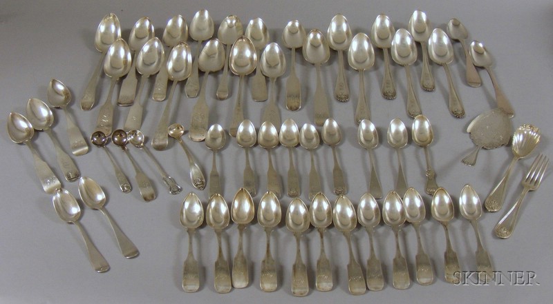 Appraisal: Approximately Fifty Pieces of Coin Silver Flatware including a set