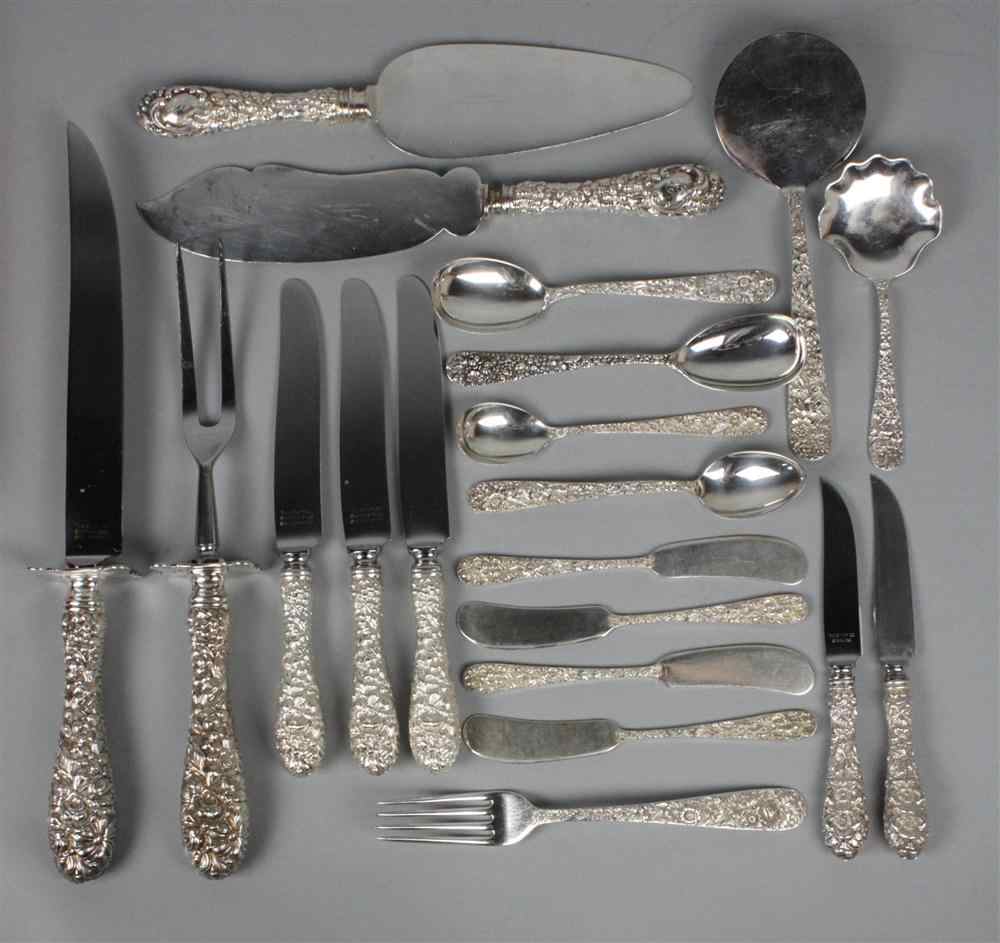 Appraisal: 'STIEFF ROSE '' STERLING FLATWARE ASSEMBLED PART SERVICE including carving