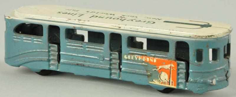 Appraisal: Cast Iron Arcade NY World's Fair Greyhound Bus Description American