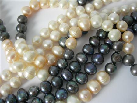 Appraisal: A long freshwater cultured pearl necklace and matching bracelet composed