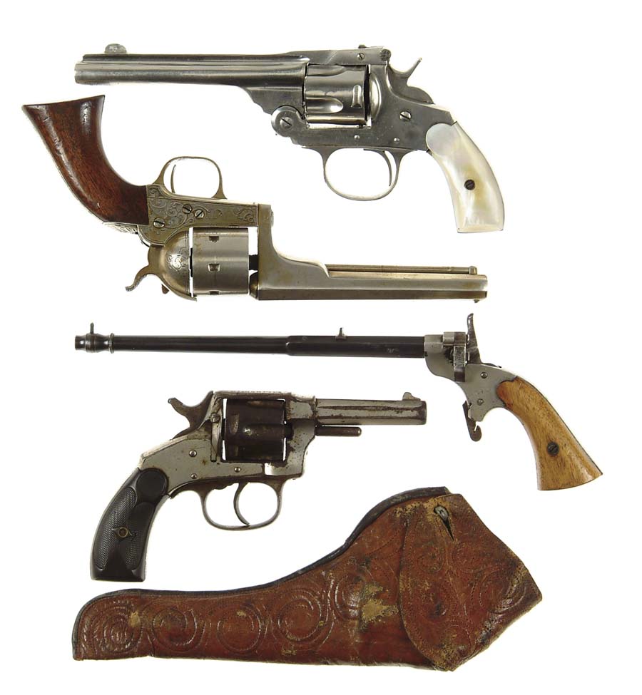 Appraisal: LOT OF FOUR PISTOLS ONE WITH HOLSTER Spanish copy of