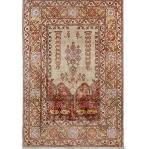 Appraisal: A Turkish Kayseri Silk Prayer Rug Second Half th Century