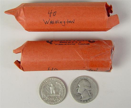 Appraisal: Two Rolls of Silver Washington Quarters Various dates and grades