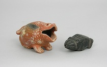 Appraisal: Two Pre-Columbian Zoomorphic Terracotta Items Both terracotta earthenware and polychomed