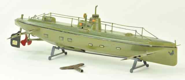 Appraisal: MARKLIN SUBMARINE Germany heavy tinplate printed in green overall black