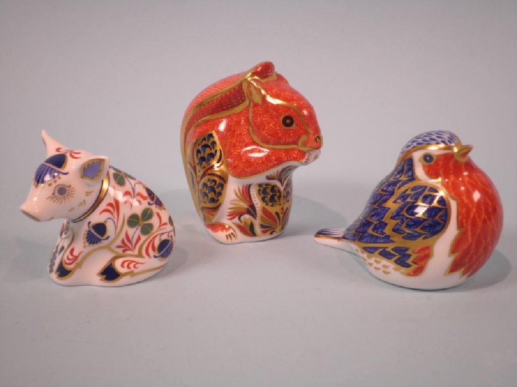 Appraisal: Three Royal Crown Derby figures a Red Squirrel a Robin