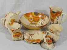 Appraisal: A part tea set by Clarice Cliff Bizarre design registered