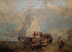 Appraisal: Follower of Jan van Couver - - Fishermen unloading the