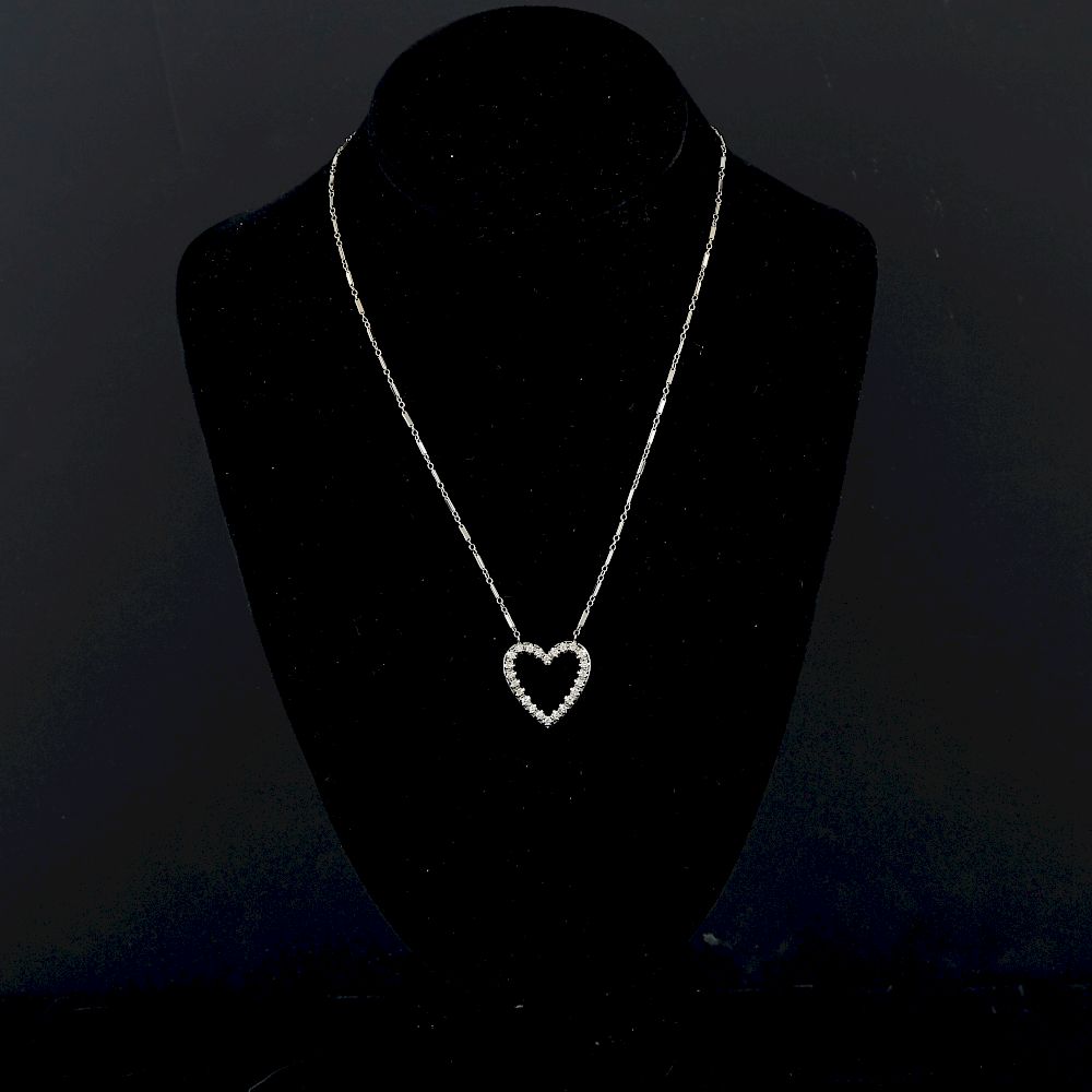 Appraisal: White Gold and Diamond Heart Necklace Jabel United States A