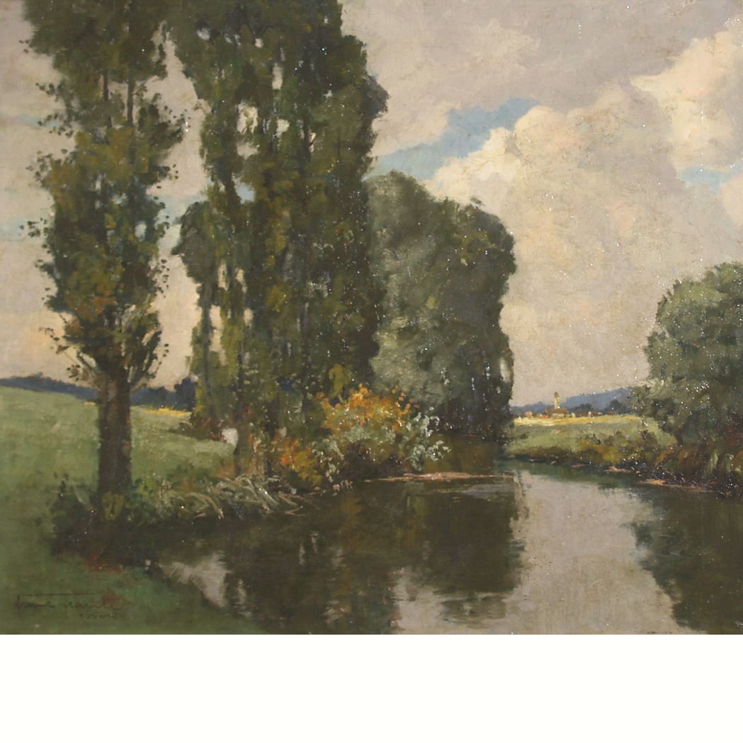 Appraisal: Franz Xaver Frankl German - River Landscape with a Village