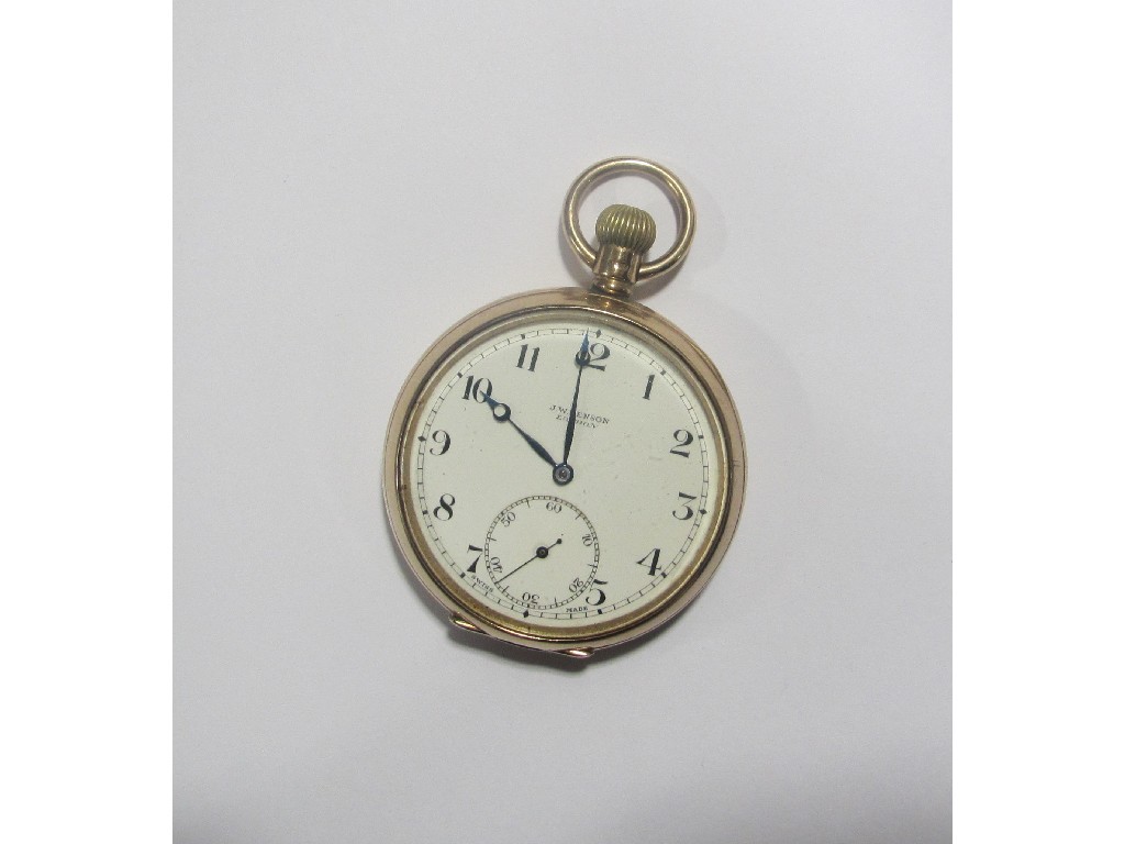 Appraisal: Nine carat gold cased open faced pocket watch by J