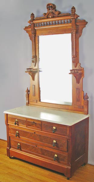 Appraisal: ORNATE RENAISSANCE REVIVAL VICTORIAN DRESSER WITH MIRROR Carved and gingerbread