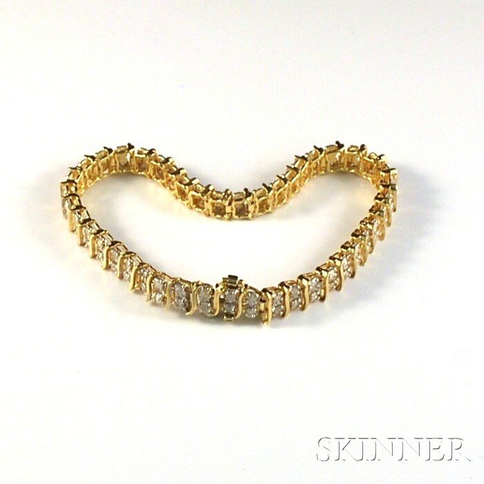 Appraisal: kt Yellow Gold and Diamond Tennis Bracelet composed of two