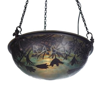 Appraisal: DAUM Cameo glass ceiling fixture Nancy France s Glass iron